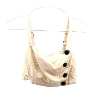 Urban Outfitters UO Women’s‎ M Medium Cream Neutral Amanda Button Crop Top Boho
